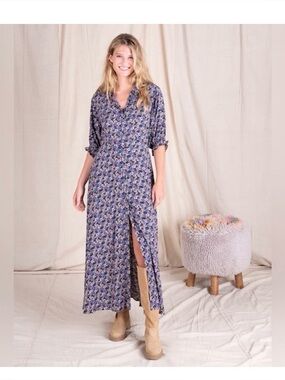 Natural life Gwyneth maxi button down floral dress large